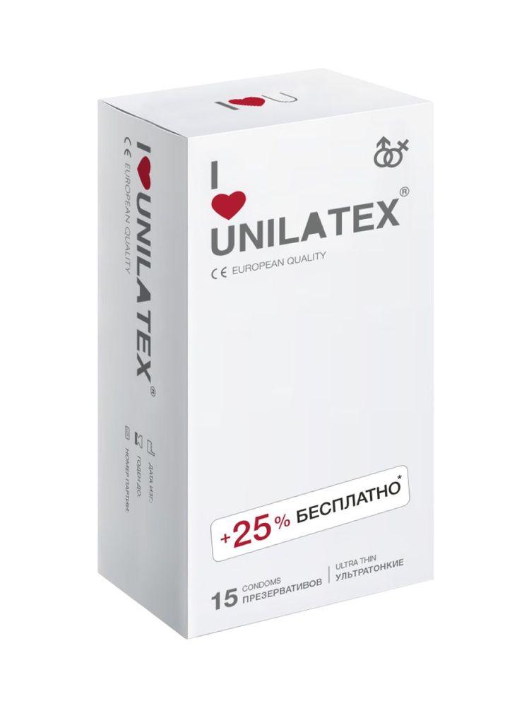 Презервативы UNILATEX UltraThin, 12 шт. + 3 шт. в подарок.